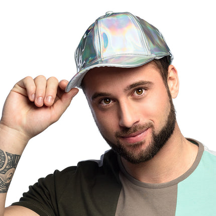 Casquette Holographique Argent Ajustable 26cm