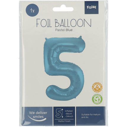 Ballon de baudruche Figure 5 Bleu pastel XL 86cm vide