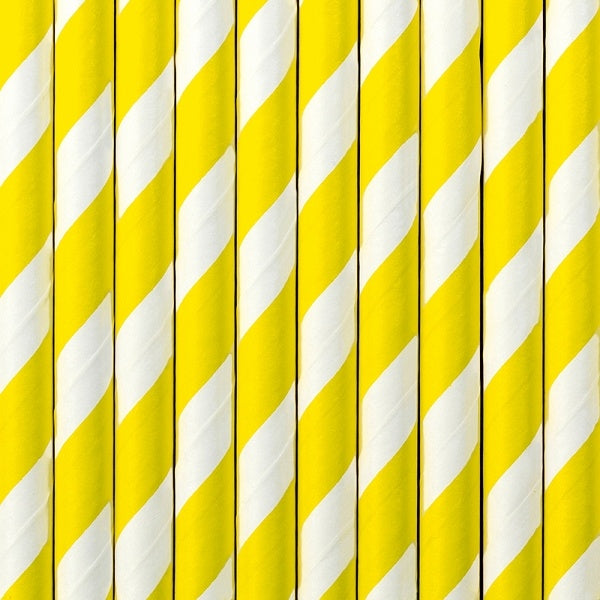 Pailles en papier jaune 19.5cm 10pcs