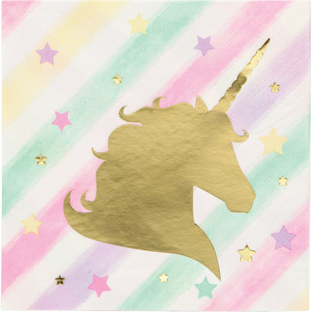 Serviettes de table licorne colorées 25cm 16pcs