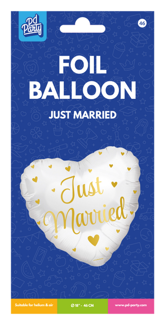 Ballon de mariage à l'hélium Just Married vide 45cm