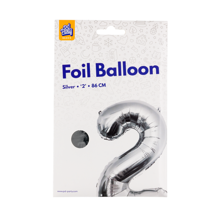 2 Year Figure Balloon Silver Empty 86cm