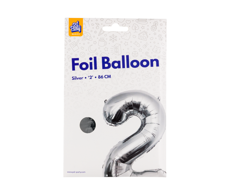 2 Year Figure Balloon Silver Empty 86cm