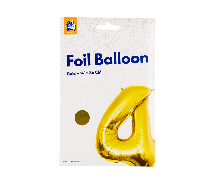 4 Year Figure Balloon Gold Empty 86cm