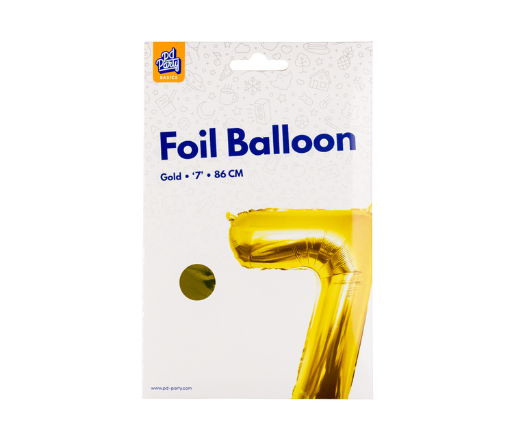 7 Year Figure Balloon Gold Empty 86cm