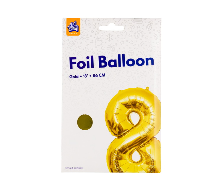 8 Year Figure Balloon Gold Empty 86cm