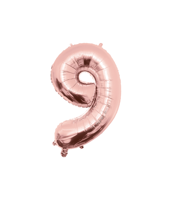 9 Year Figure Balloon Rose Gold Empty 86cm