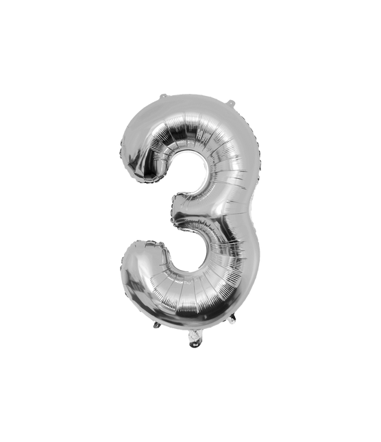 3 Year Figure Balloon Silver Empty 86cm