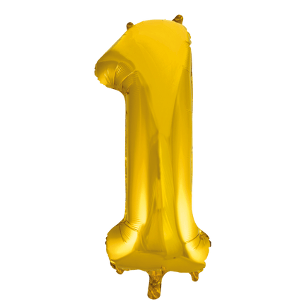 Folie Ballon Cijfer 1 Goud XL 86cm leeg - Partywinkel - 5712735006688