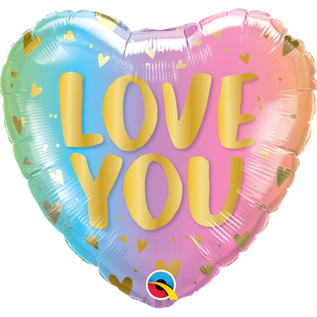 Folieballon 'Love You' Ombre & Hartjes - 45cm - Partywinkel - 71444974325