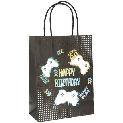 Gaming Party Cadeautasje Happy Birthday 27cm 6st - Partywinkel - 8714572249713