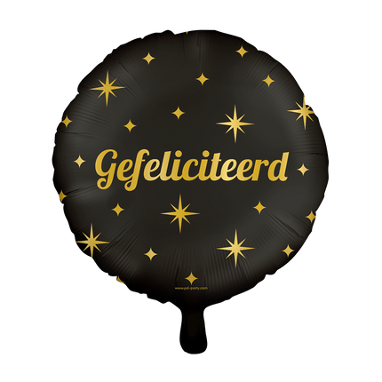 Gefeliciteerd Helium Ballon Goud Zwart Leeg 46cm - Partywinkel - 8716764246784