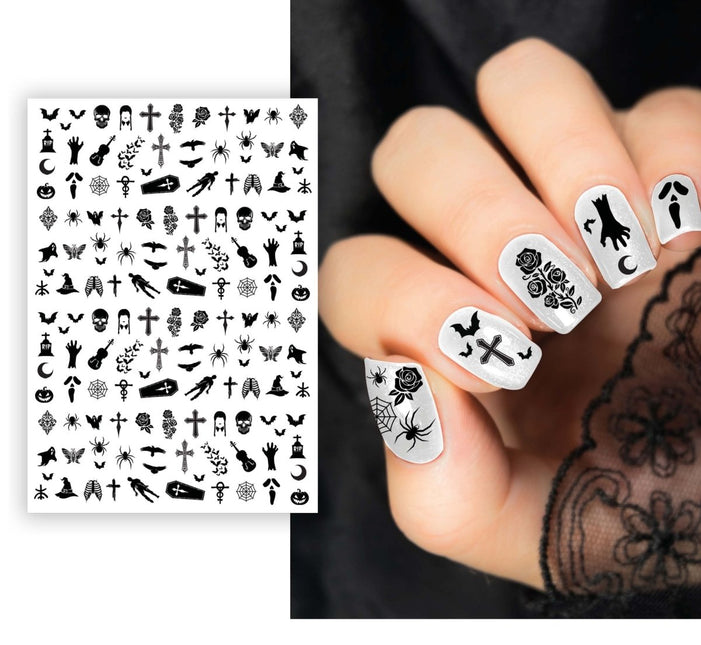 Halloween Nagelstickers Zwart - Partywinkel - 8434077159132