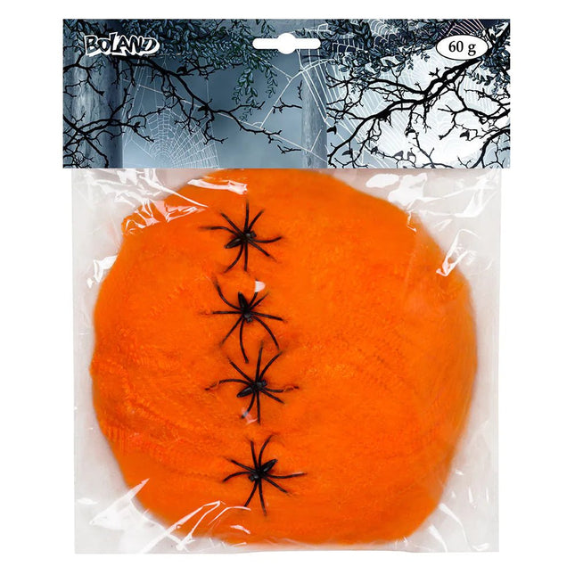 Halloween Spinnenweb Oranje 5 delig - Partywinkel - 8712026743282