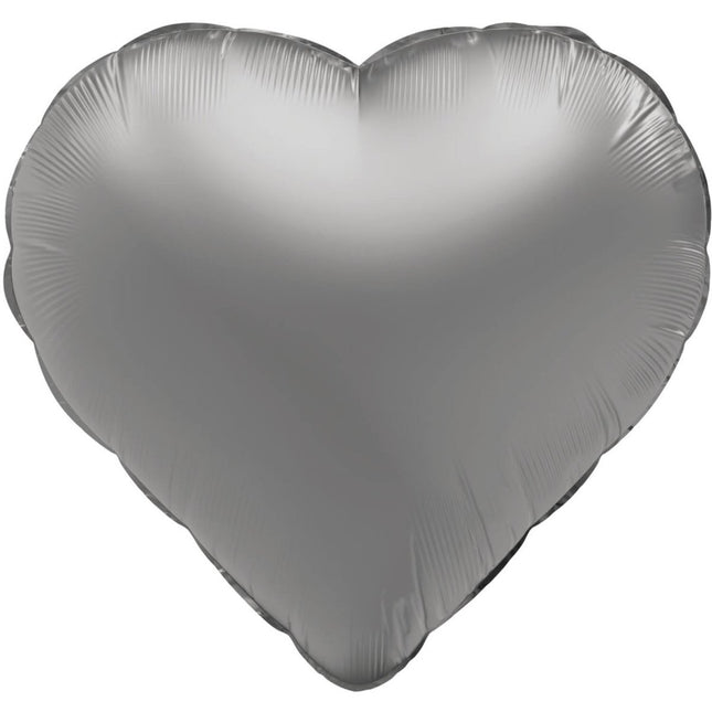 Hart Helium Ballon Zilver Leeg 45cm - Partywinkel - 8714572106115