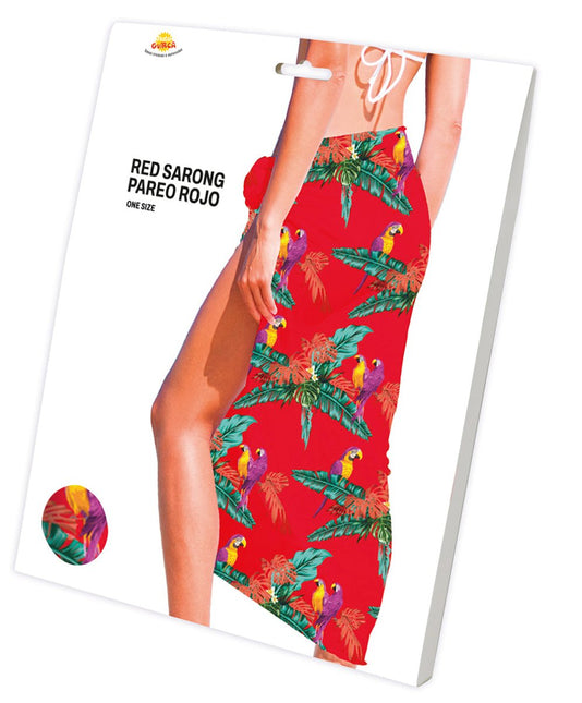 Hawaii Sarong Rood - Partywinkel - 8434077182734