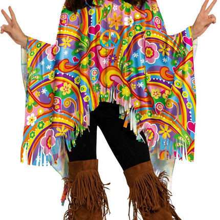 Hippie 60S Poncho Gekleurd - Partywinkel - 8434077271445