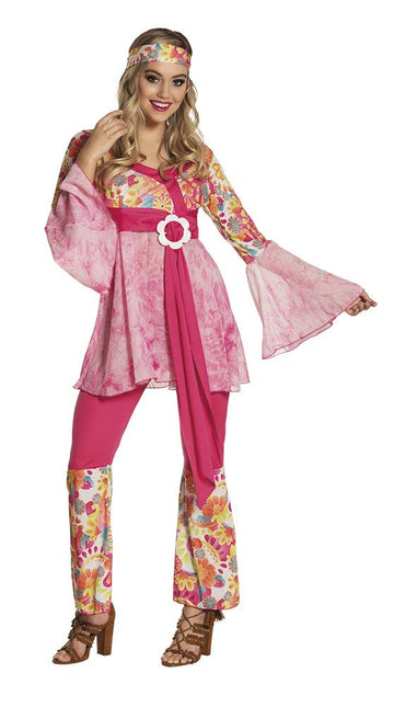 Hippie Kostuum Dames Roze - Partywinkel - 8712026835161