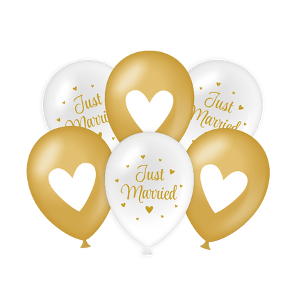 Ballons de mariage or blanc 30cm