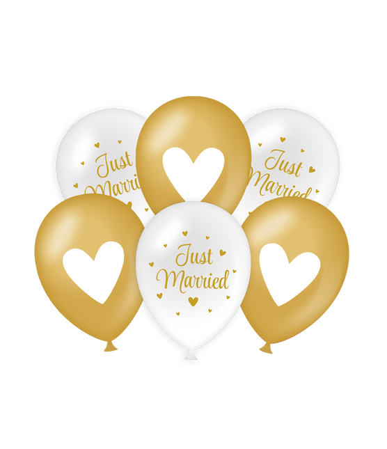 Ballons de mariage or blanc 30cm