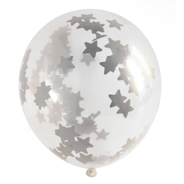 Ster Confetti Ballon Met Tassel Slinger 30cm 3st - Partywinkel - 8714572085861