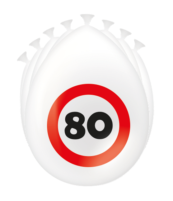 80 Years Balloons Traffic Sign 30cm