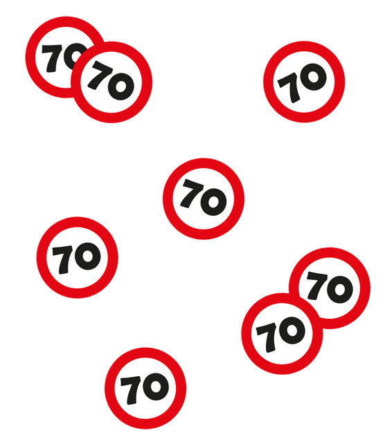 Confetti de table 70 ans Panneau de signalisation 2,5cm