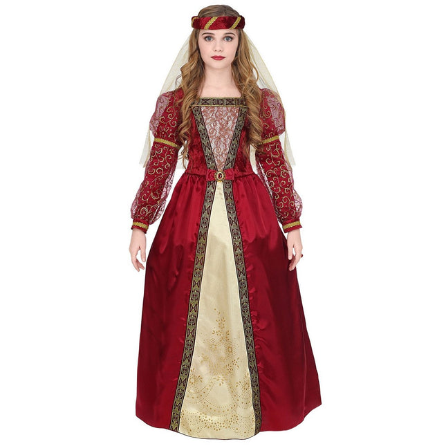 Costume rouge de princesse médiévale enfant