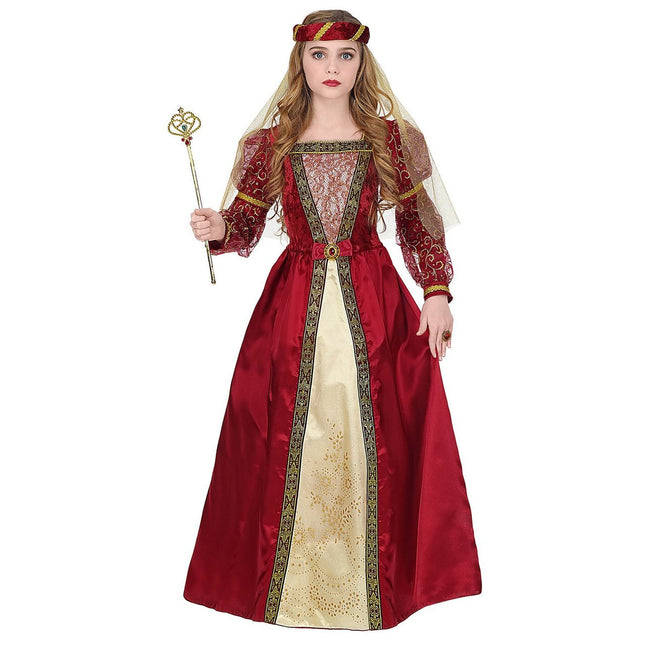 Costume rouge de princesse médiévale enfant