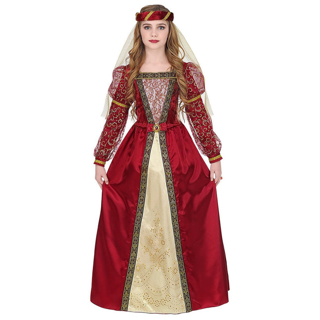 Costume rouge de princesse médiévale enfant