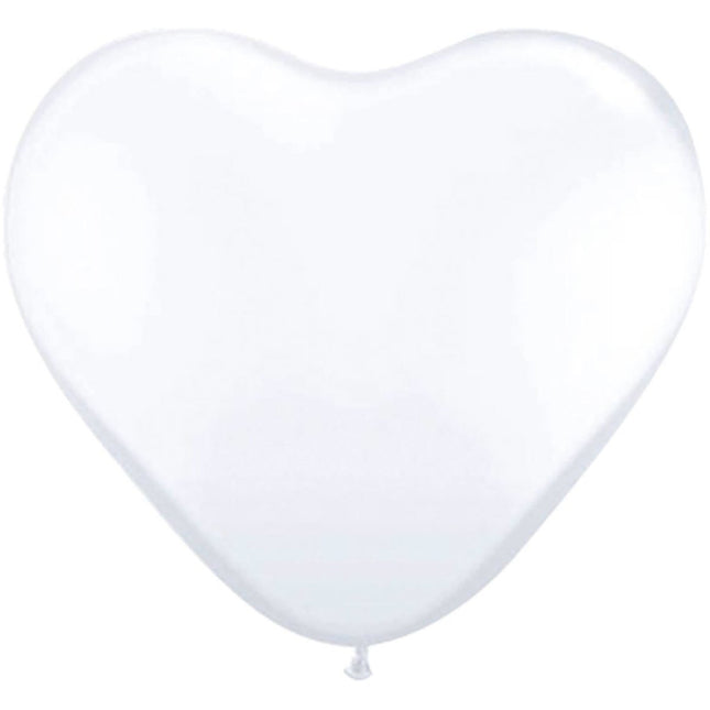 Witte Hartjes Ballonnen 30cm 8st - Partywinkel - 8714572081481