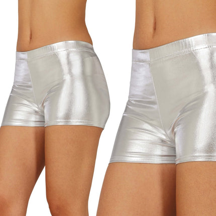 Zilveren Korte Broek Metallic - Partywinkel - 8434077270950