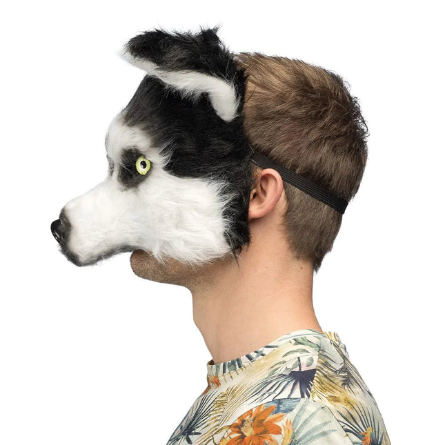 Zwart Witte Masker Husky Pluche - Partywinkel - 8712026567727